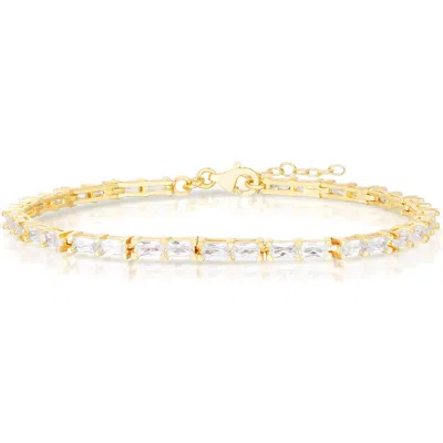 Sphera Milano Baguette Cut Cubic Zirconia Tennis Bracelet In Gold