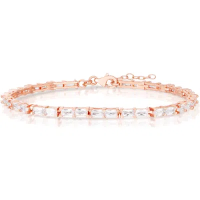 Sphera Milano Baguette Cut Cubic Zirconia Tennis Bracelet In Gold