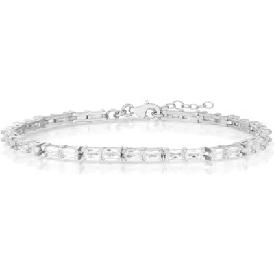 Sphera Milano Baguette Cut Cubic Zirconia Tennis Bracelet In Metallic