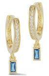 Sphera Milano Baguette Drop Pavé Huggie Hoop Earrings In Gold