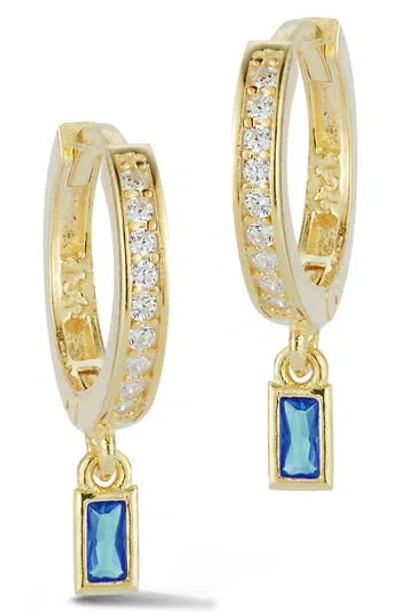 Sphera Milano Baguette Drop Pavé Huggie Hoop Earrings In Gold