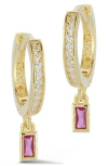 Sphera Milano Baguette Drop Pavé Huggie Hoop Earrings In Gold