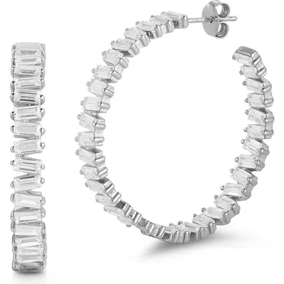 Sphera Milano Baguette Hoop Earrings In Metallic