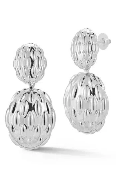 Sphera Milano Bold Textured Orb Drop Earrings In Silver