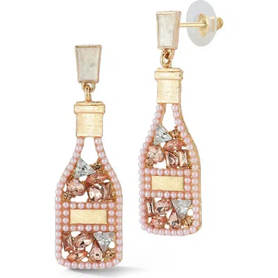 Sphera Milano Plated Champagne Bottle Earrings In Gold