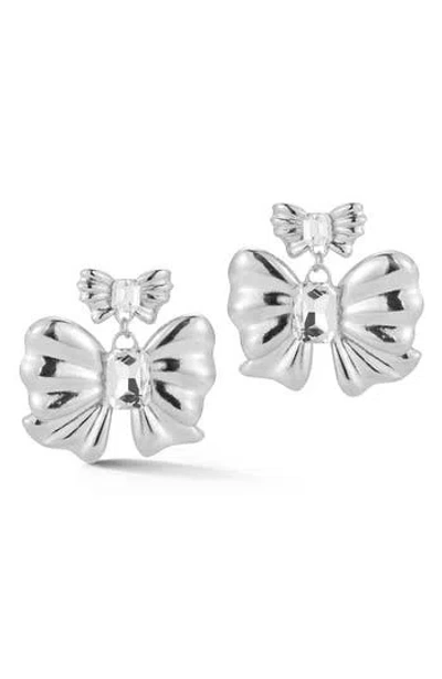 Sphera Milano Bow Drop Earrings In Silver