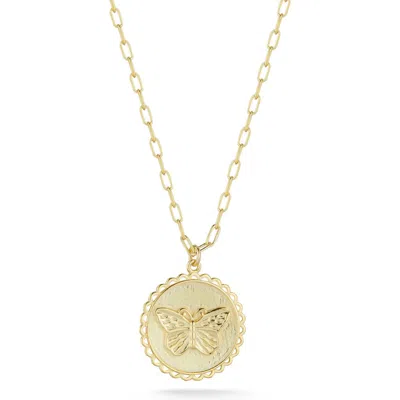 Sphera Milano Butterfly Emblem Pendant Necklace In Gold