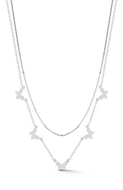 Sphera Milano Butterfly Layered Necklace In Silver