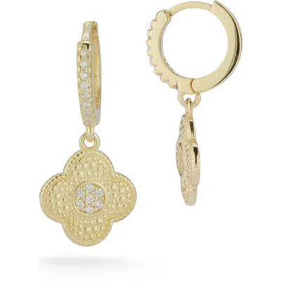 Sphera Milano Clover Drop Huggie Hoop Earrings In Multi