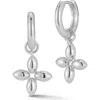 Sphera Milano Clover Huggie Hoop Earrings In Silver