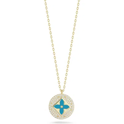Sphera Milano Clover Pendant Necklace In Gold/blue