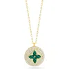 Sphera Milano Clover Pendant Necklace In Gold/green