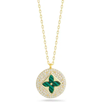 Sphera Milano Clover Pendant Necklace In Gold/green