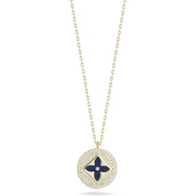 Sphera Milano Clover Pendant Necklace In Gold/navy