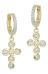 Sphera Milano Cross Cz Drop Earrings In Gold