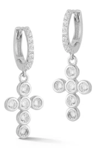 Sphera Milano Cross Cz Drop Earrings In White