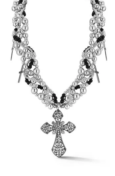 Sphera Milano Cross Statement Necklace In Silver