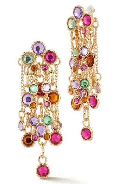 Sphera Milano Crystal Chain Drop Statement Earrings In Gold