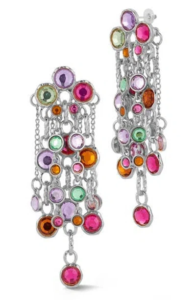 Sphera Milano Crystal Chain Drop Statement Earrings In Metallic