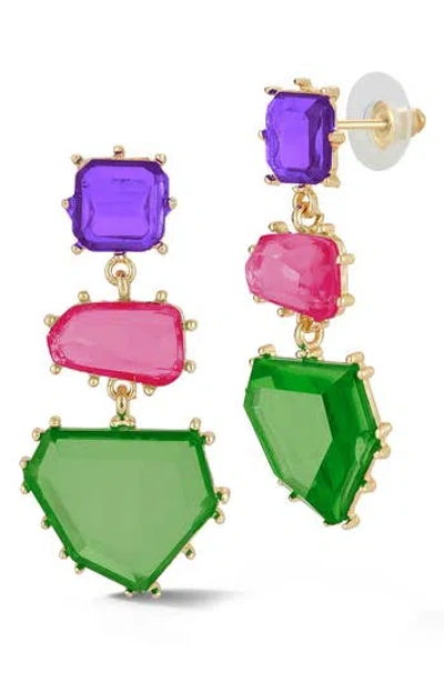Sphera Milano Plated Geometric Earrings In Gold/purple