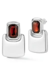 Sphera Milano Crystal Rectangular Drop Earrings In Silver