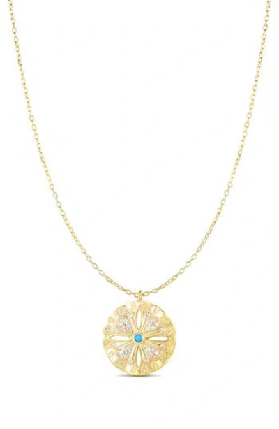 Sphera Milano Cubic Zirconia & Faux Turquoise Pendant Necklace In Gold