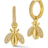 Sphera Milano Cubic Zirconia Bee Drop Huggie Hoop Earrings In Gold