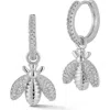 Sphera Milano Cubic Zirconia Bee Drop Huggie Hoop Earrings In Silver