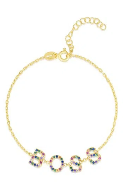 Sphera Milano Cubic Zirconia Boss Bracelet In Gold Rainbow