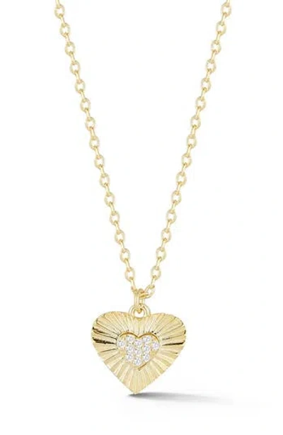 Sphera Milano Cubic Zirconia Burst Heart Pendant Necklace In Gold