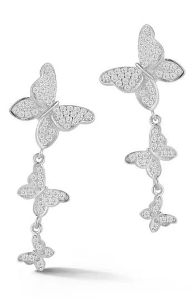 Sphera Milano Cubic Zirconia Butterfly Drop Earrings In Silver
