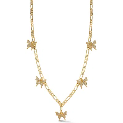 Sphera Milano Cubic Zirconia Butterfly Necklace In Gold