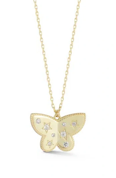 Sphera Milano Cubic Zirconia Butterfly Pendant Necklace In Gold