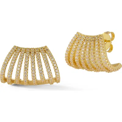 Sphera Milano Cubic Zirconia Cage Stud Earrings In Gold