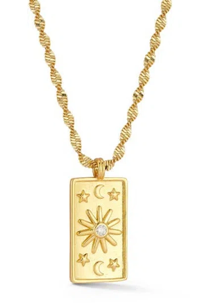 Sphera Milano Cubic Zirconia Celestial Pendant Necklace In Gold