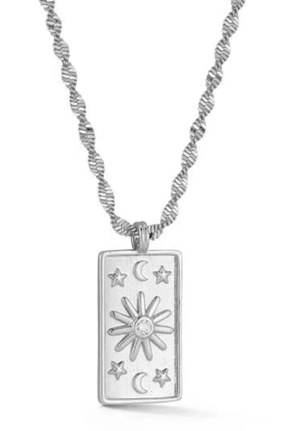 Sphera Milano Cubic Zirconia Celestial Pendant Necklace In Silver