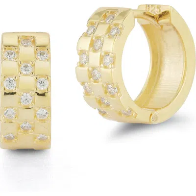 Sphera Milano Cubic Zirconia Checkered Huggie Hoop Earrings In Gold