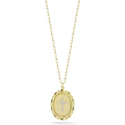 Sphera Milano Cubic Zirconia Cross Pendant Necklace In Gold