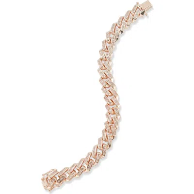 Sphera Milano Cubic Zirconia Curb Chain Bracelet In Rose Gold
