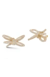 Sphera Milano Cubic Zirconia Double Bow Stud Earrings In Gold