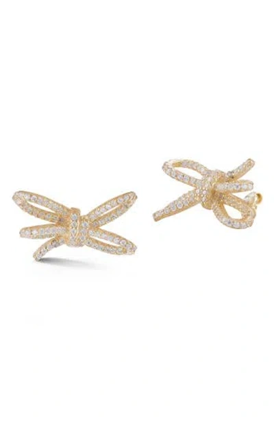 Sphera Milano Cubic Zirconia Double Bow Stud Earrings In Gold