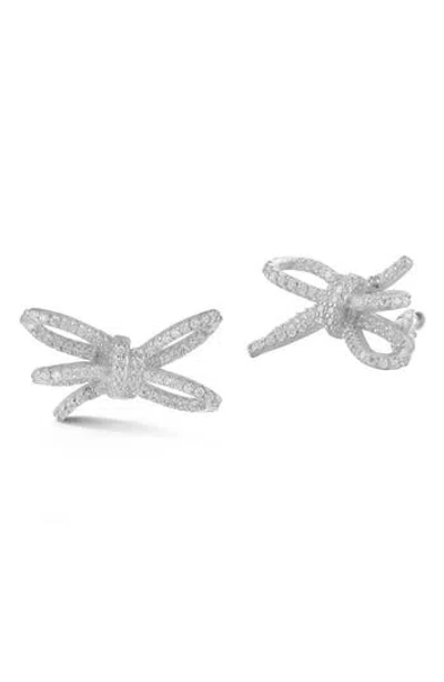 Sphera Milano Cubic Zirconia Double Bow Stud Earrings In Metallic