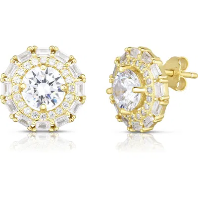 Sphera Milano Cubic Zirconia Double Halo Stud Earrings In Orange