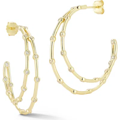 Sphera Milano Cubic Zirconia Double Hoop Earrings In Gold