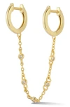 Sphera Milano Cubic Zirconia Double Piercing Huggie Hoop Earrings In Gold