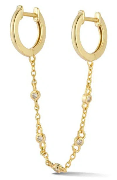 Sphera Milano Cubic Zirconia Double Piercing Huggie Hoop Earrings In Gold