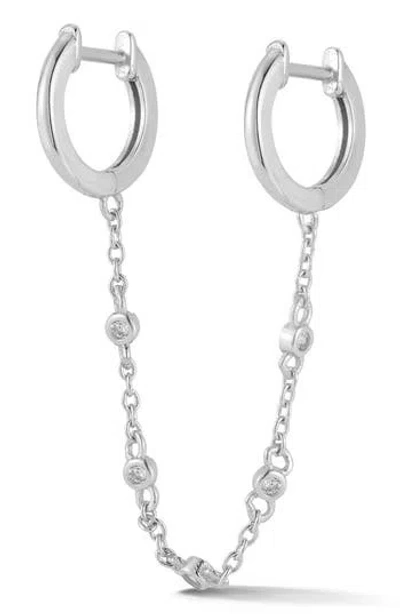 Sphera Milano Cubic Zirconia Double Piercing Huggie Hoop Earrings In Silver