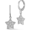 Sphera Milano Cubic Zirconia Drop Huggie Hoop Earrings In Silver