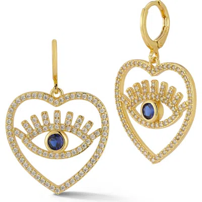 Sphera Milano Cubic Zirconia Evil Eye Heart Drop Earrings In Gold