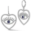 Sphera Milano Cubic Zirconia Evil Eye Heart Drop Earrings In Silver